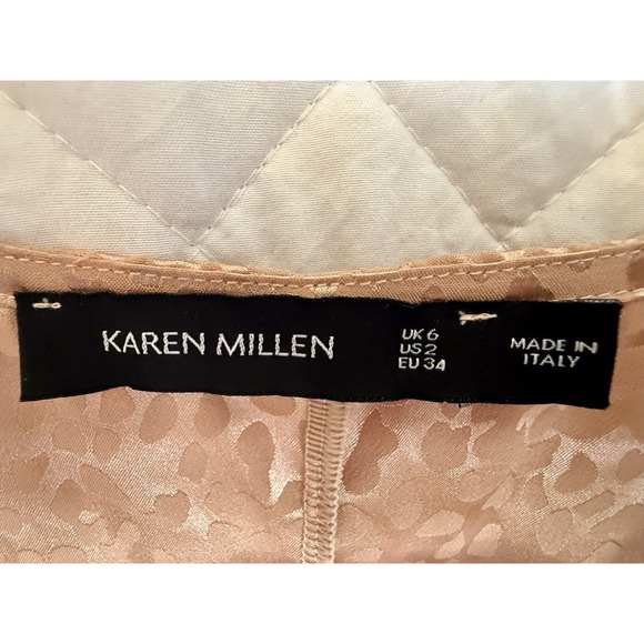 Silky Karen Millen Italian Jacquard Faux Wrap Luxe Mini Dress Pink Leopard Sz 2 - Picture 2 of 16